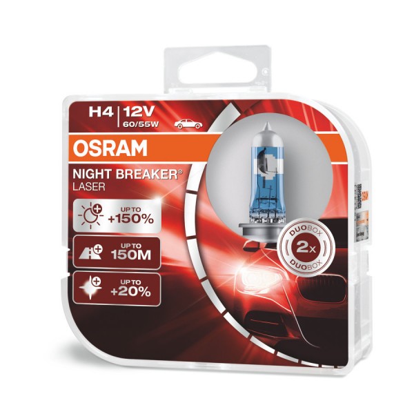 Λάμπες Osram H4 Night Breaker Laser 64193NL-HCB 2τμχ
