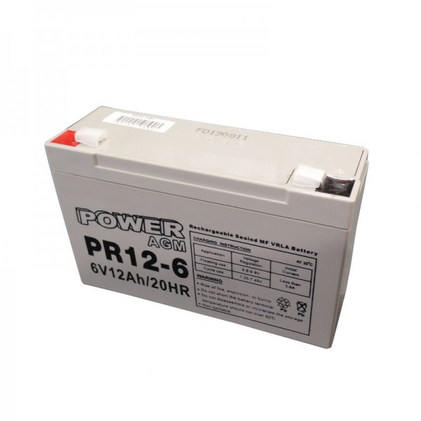 Μπαταρία ΕΠΑΝΑΦΟΡΤΙΖΟΜΕΝΗ Power PR12-6 6V 12Ah VRLA - AGM 